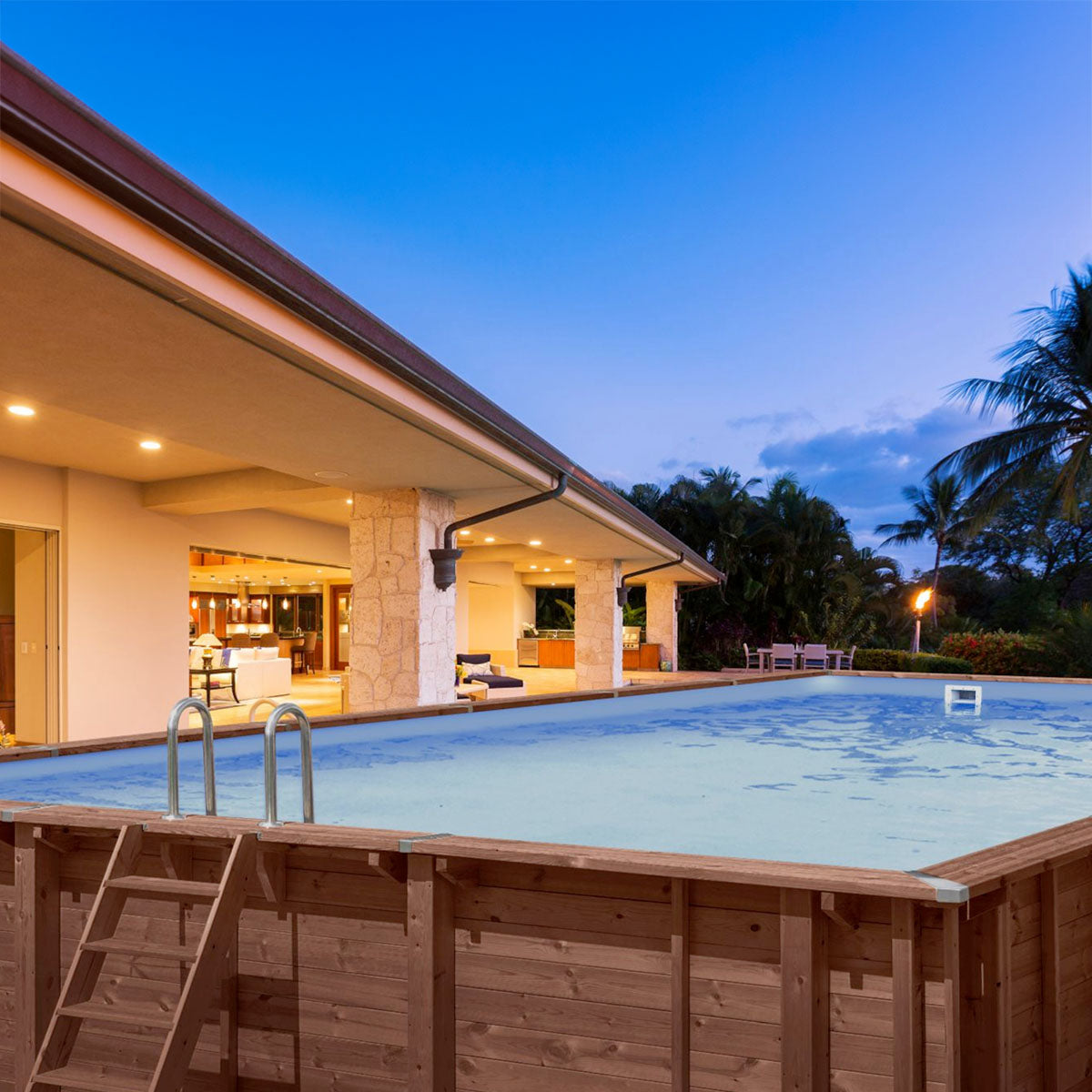 Piscina Fuori Terra in Legno Bali Rettangolare Premium