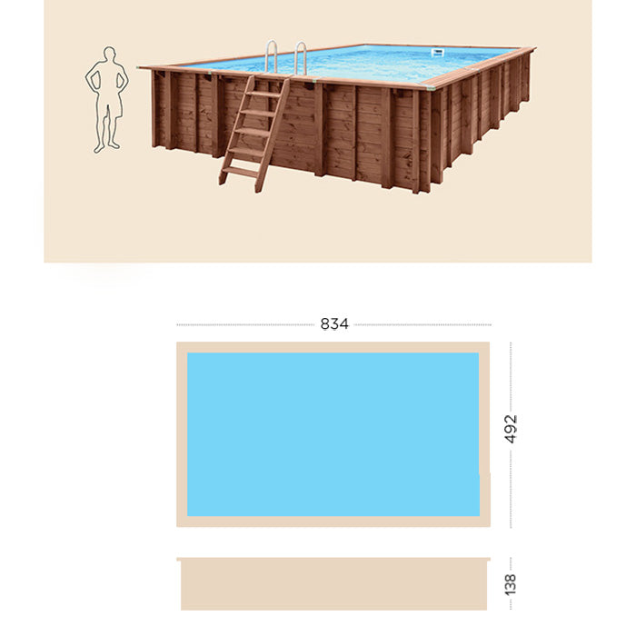 Piscina Fuori Terra in Legno Bali Rettangolare Premium