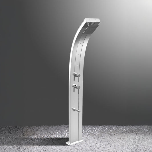 Doccia Solare in Alluminio 30 Lt con 3 nebulizzatori, deviatore e lavapiedi temporizzato Arkema Design DADA D350