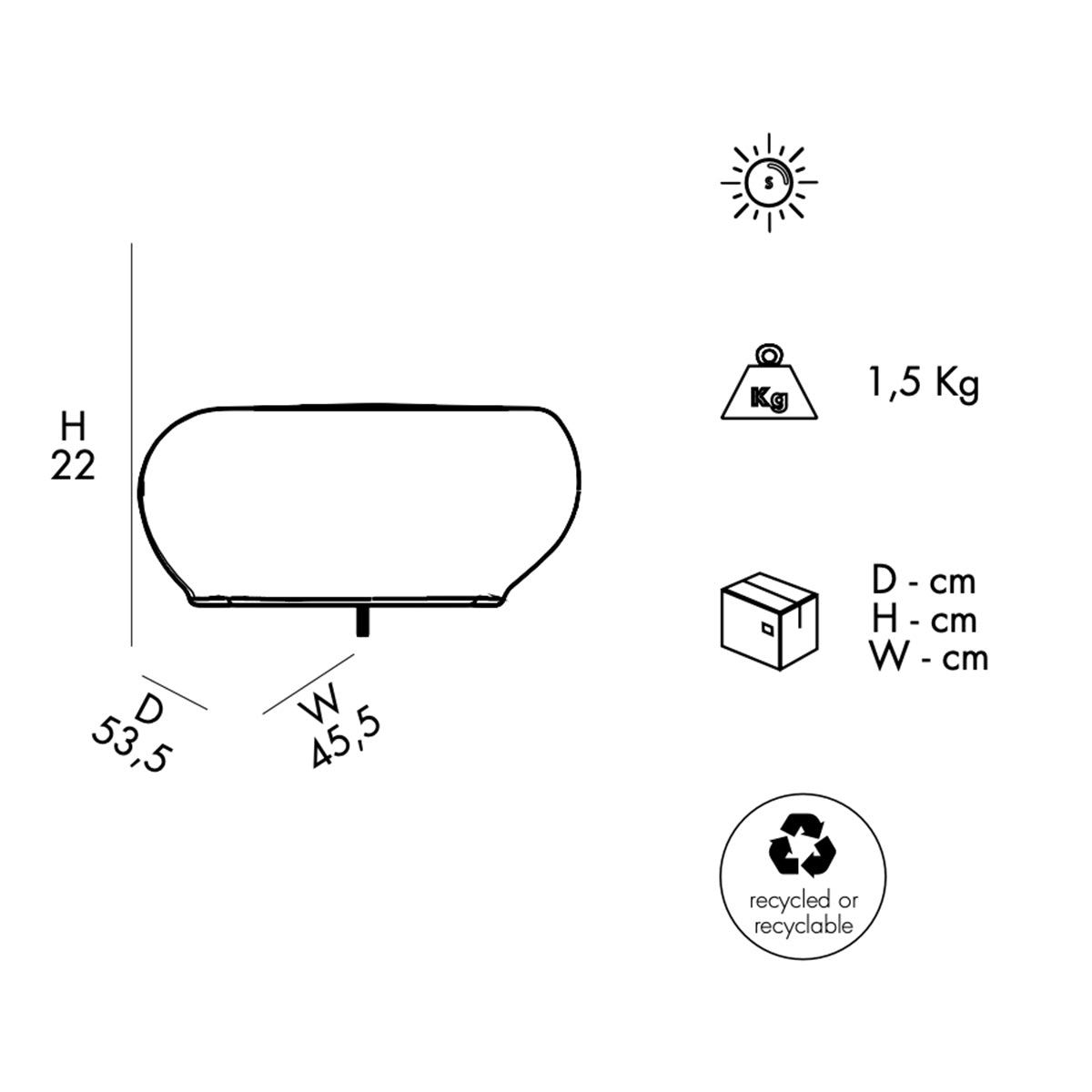 Complemento d'arredo luminoso fotovoltaico con telecomando Arkema Design Light Stone S