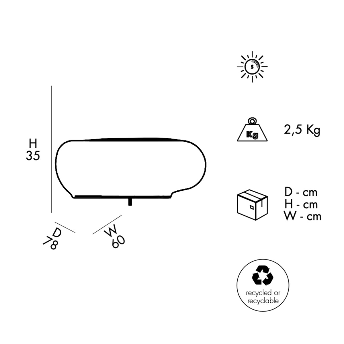 Complemento d'arredo luminoso fotovoltaico con telecomando Arkema Design Light Stone L