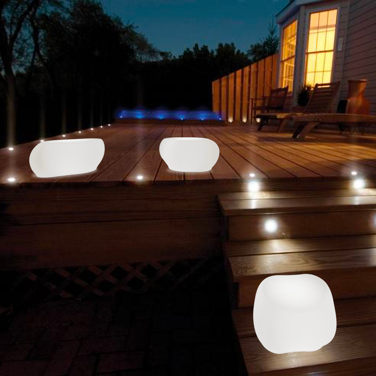 Complemento d'arredo luminoso fotovoltaico con telecomando Arkema Design Light Stone L