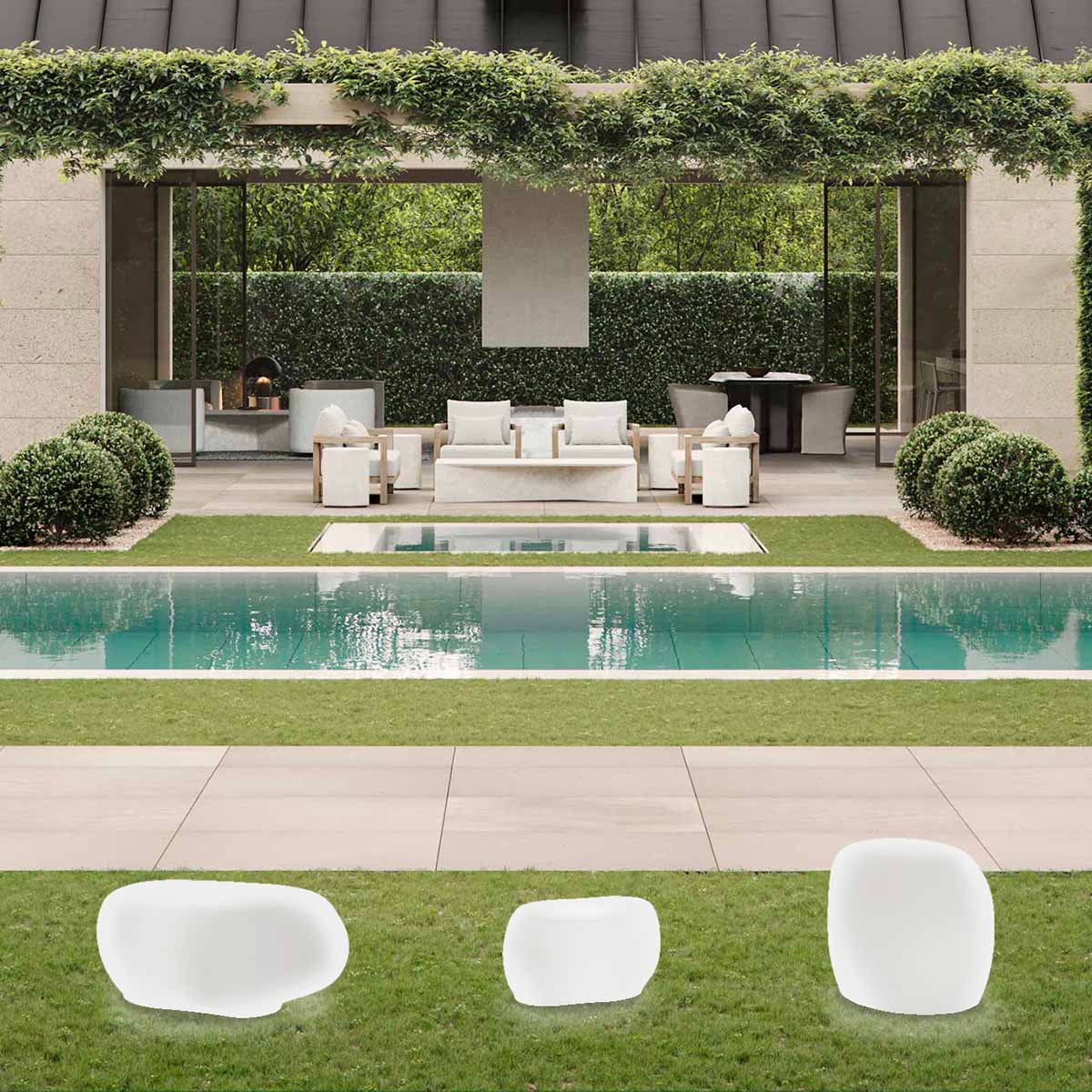 Complemento d'arredo luminoso fotovoltaico con telecomando Arkema Design Light Stone