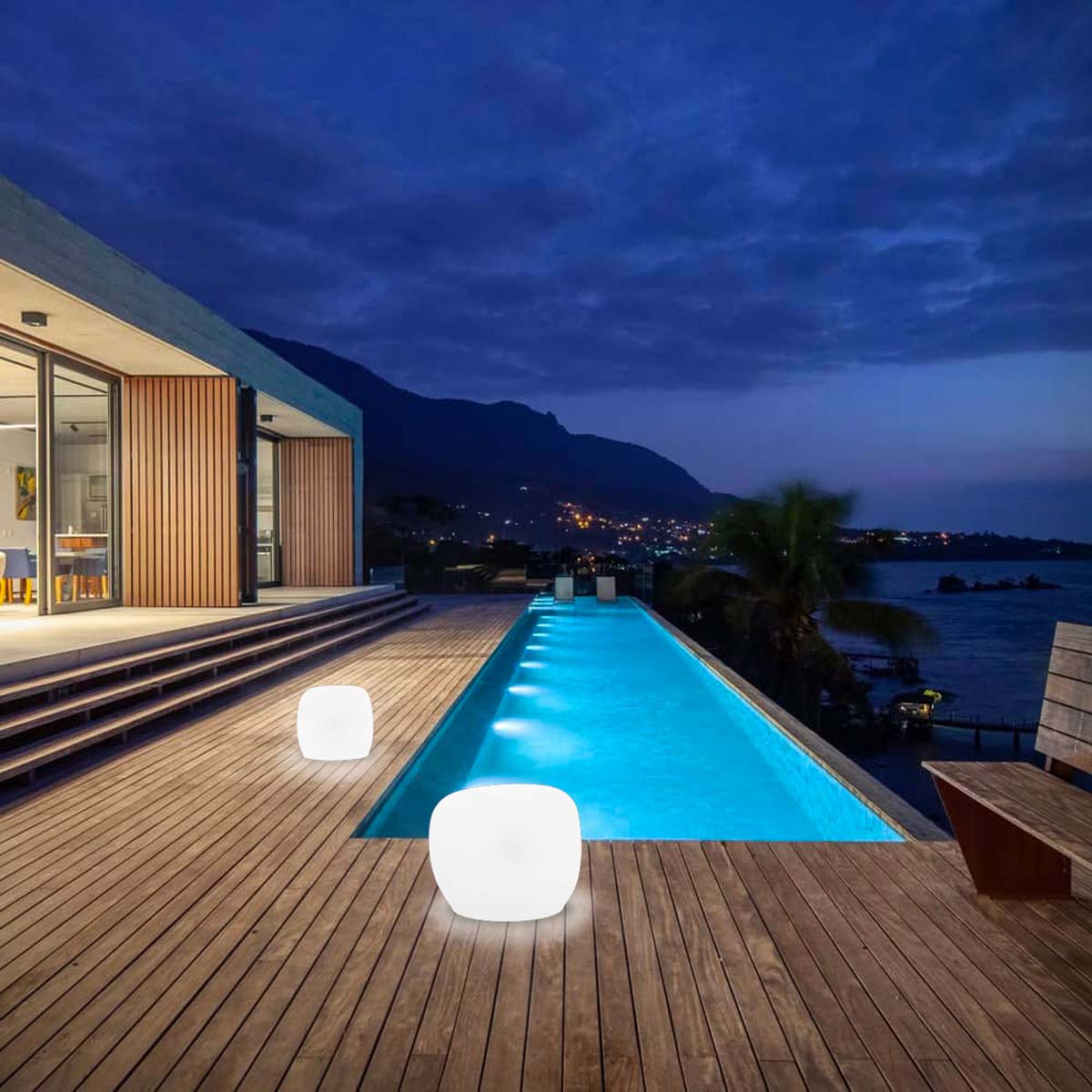 Complemento d'arredo luminoso fotovoltaico con telecomando Arkema Design Light Stone M