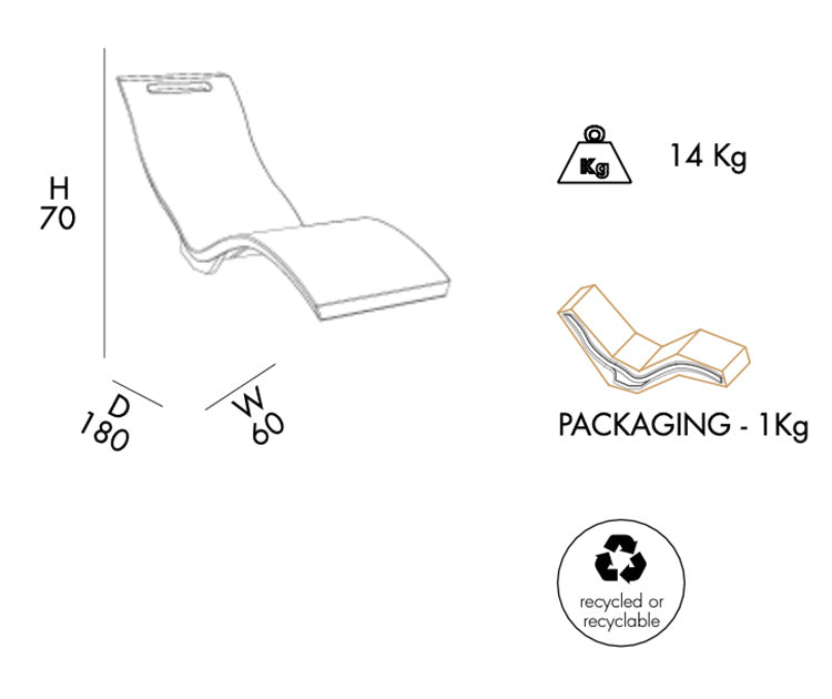 Lettino prendisole Chaise Longue Arkema Design SERENDIPITY S010