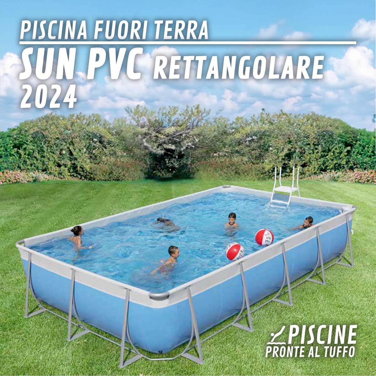 Piscina Fuori Terra Morbida in PVC SUN Rettangolare