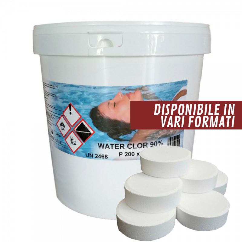 Tricloro in Pastiglie da 200 Gr Disinfettante Water Clor 90%